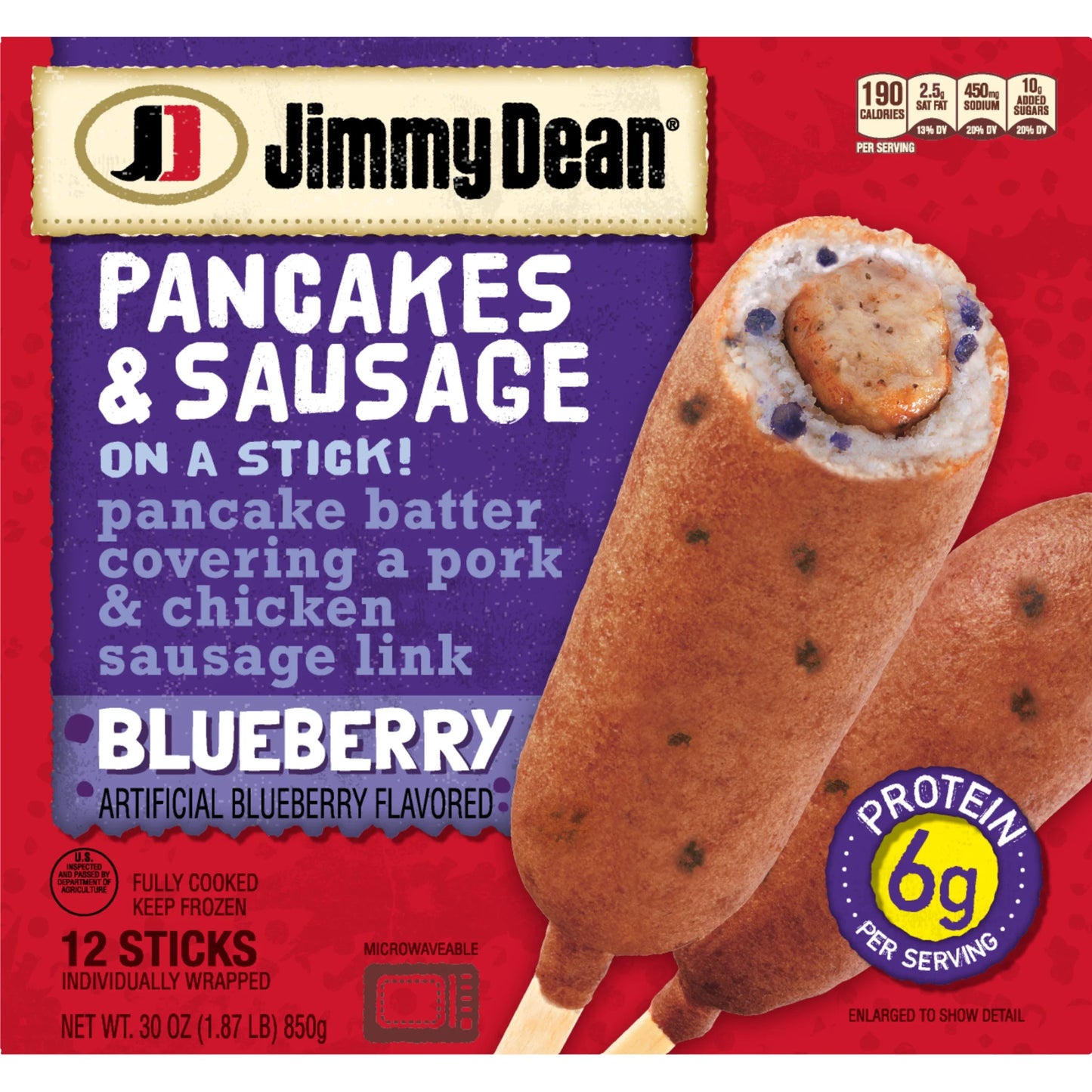 Blueberry Pancakes & Sausage on a Stick, 30 Oz, 12 Count (Frozen)