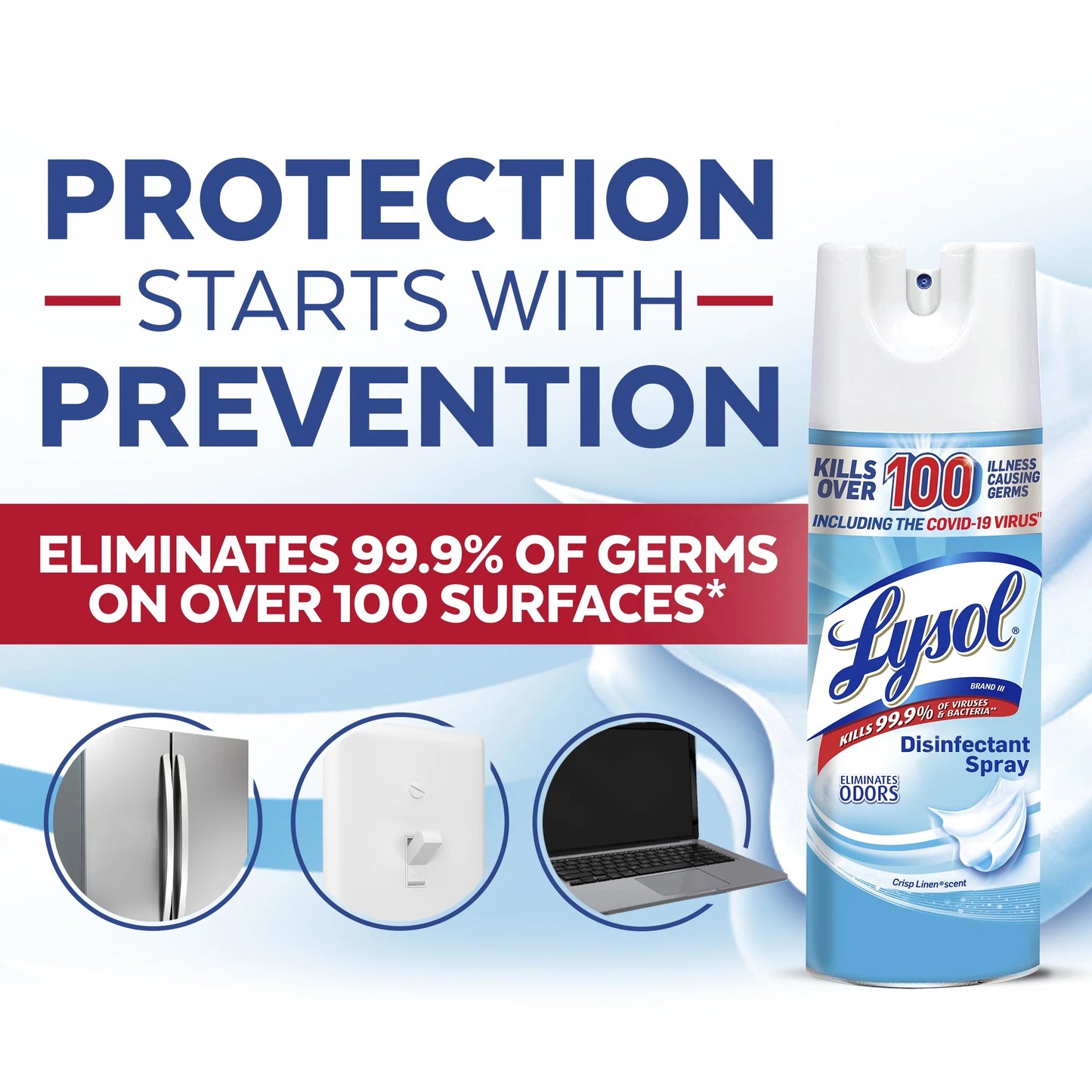Disinfectant Spray, Sanitizing Antibacterial Disinfecting, Crisp Linen, 12.5 Fl Oz