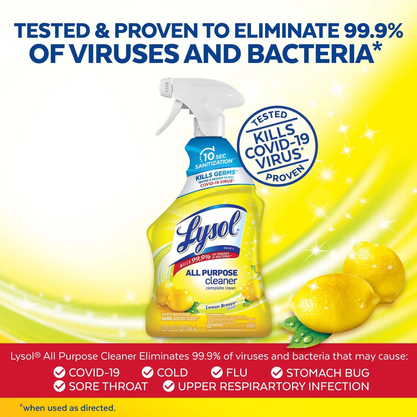 ®, All-Purpose Cleaner, Sanitizing and Disinfecting Spray, Lemon Breeze Scent, 32 Oz, Bottle