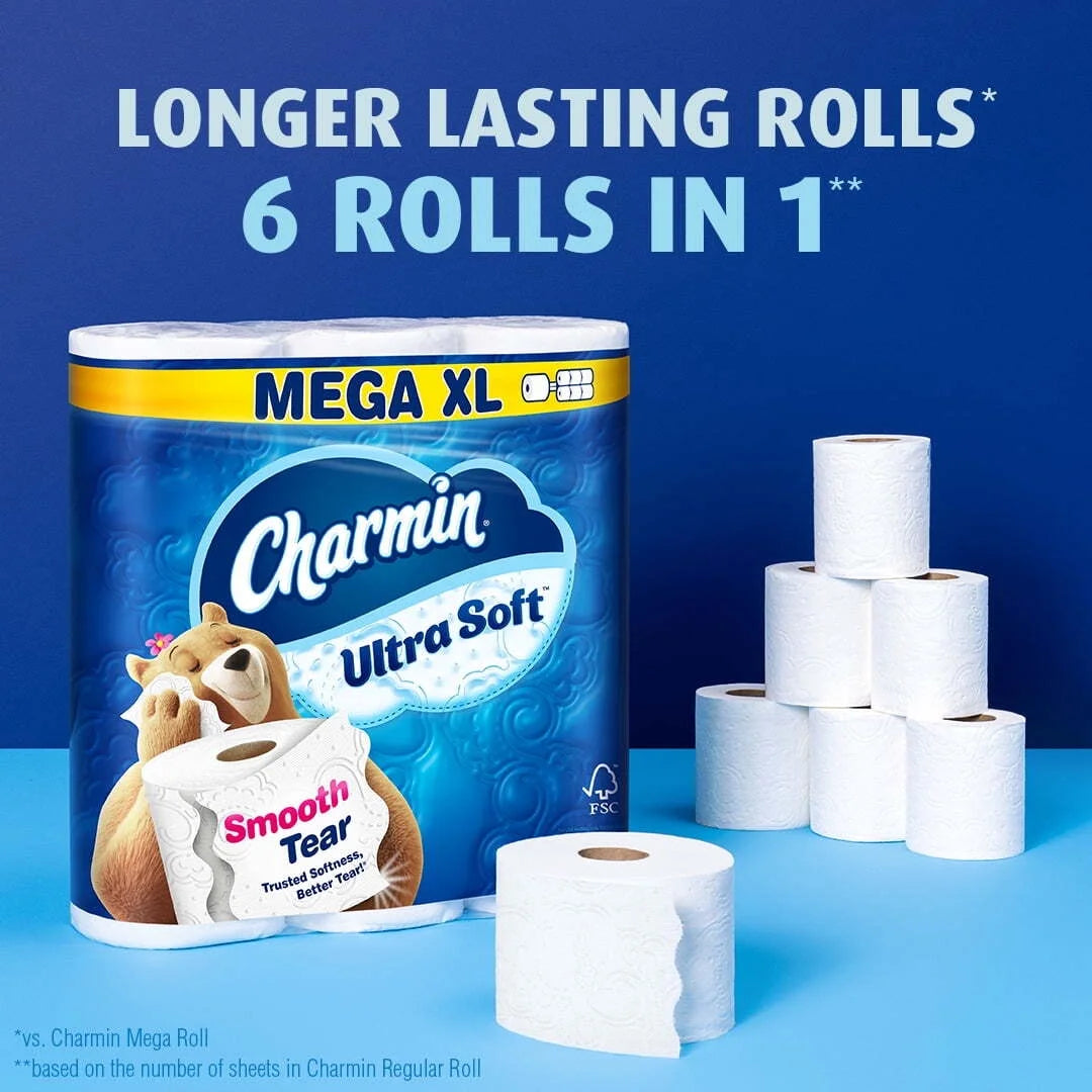 (3 Pack) Toilet Paper Ultra Soft, 6 Mega XL Rolls