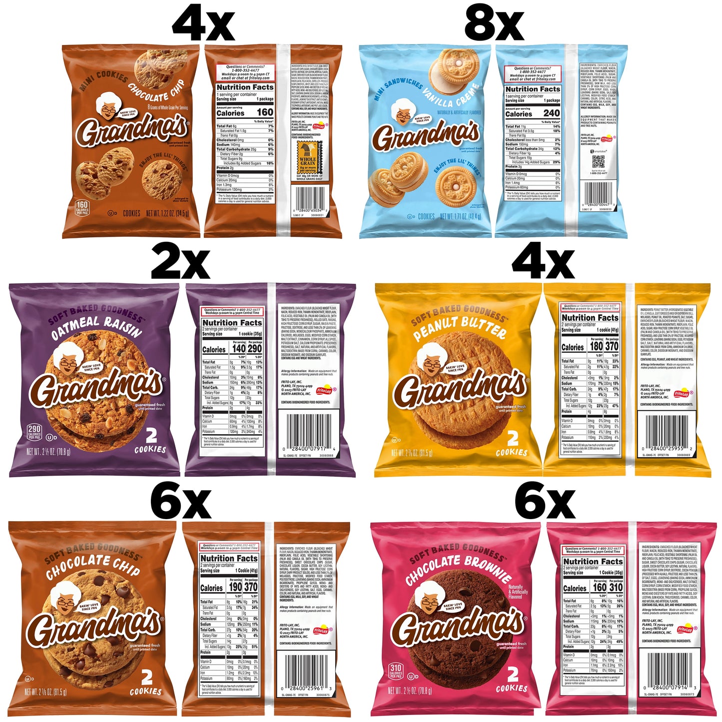 Grandma’S Cookies Variety Pack Flavored Cookies Snacks (30 Pack) (Packaging May Vary)
