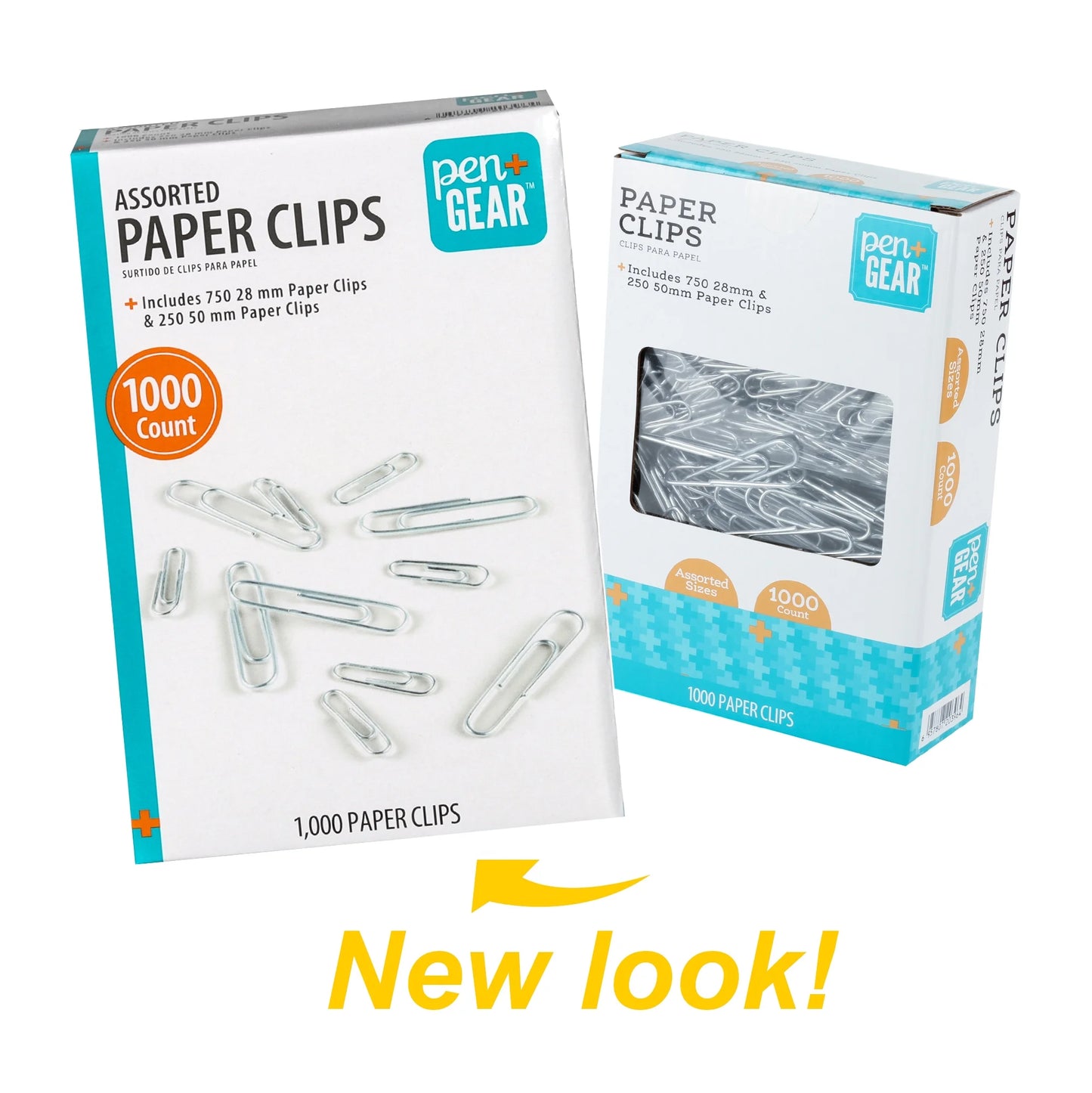 Paper Clips, Silver, Assorted Sizes, 1000 Count