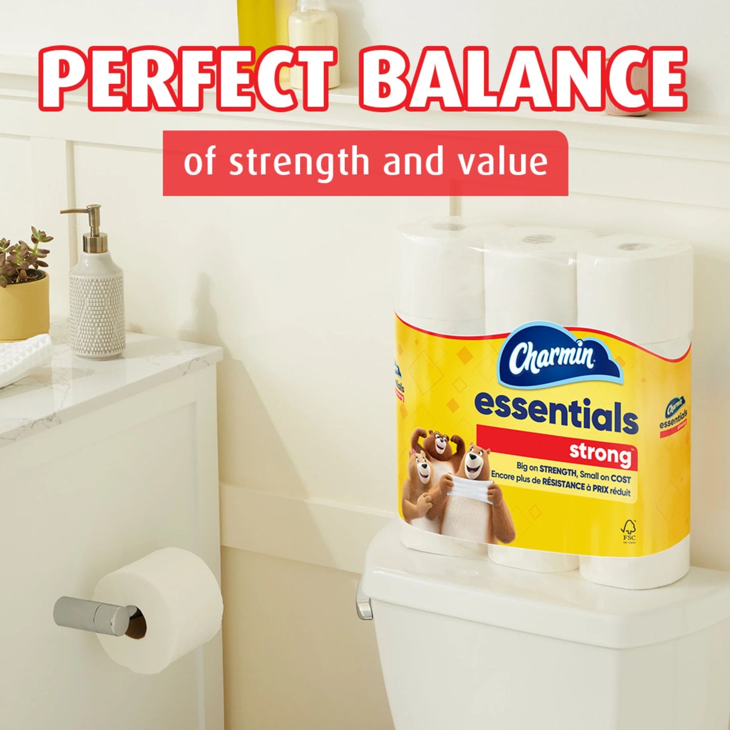 (3 Pack)  Toilet Paper Essentials Strong, 6 Mega Rolls