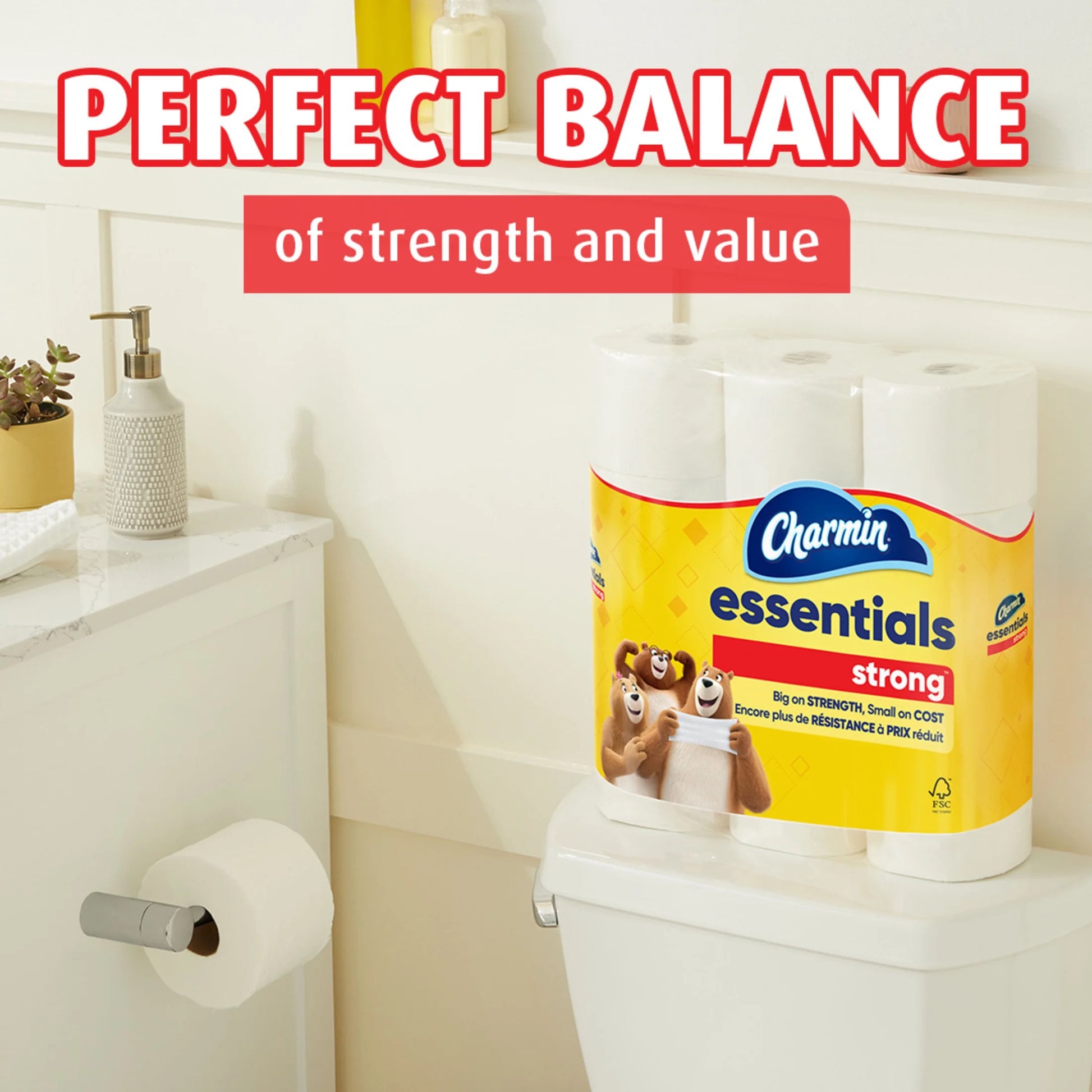 (3 Pack)  Toilet Paper Essentials Strong, 6 Mega Rolls