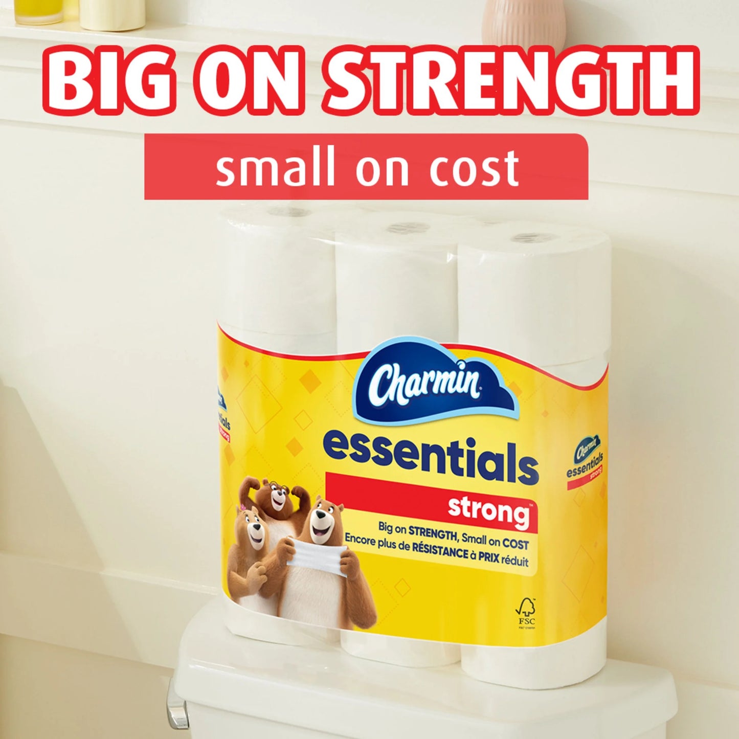 (3 Pack)  Toilet Paper Essentials Strong, 6 Mega Rolls