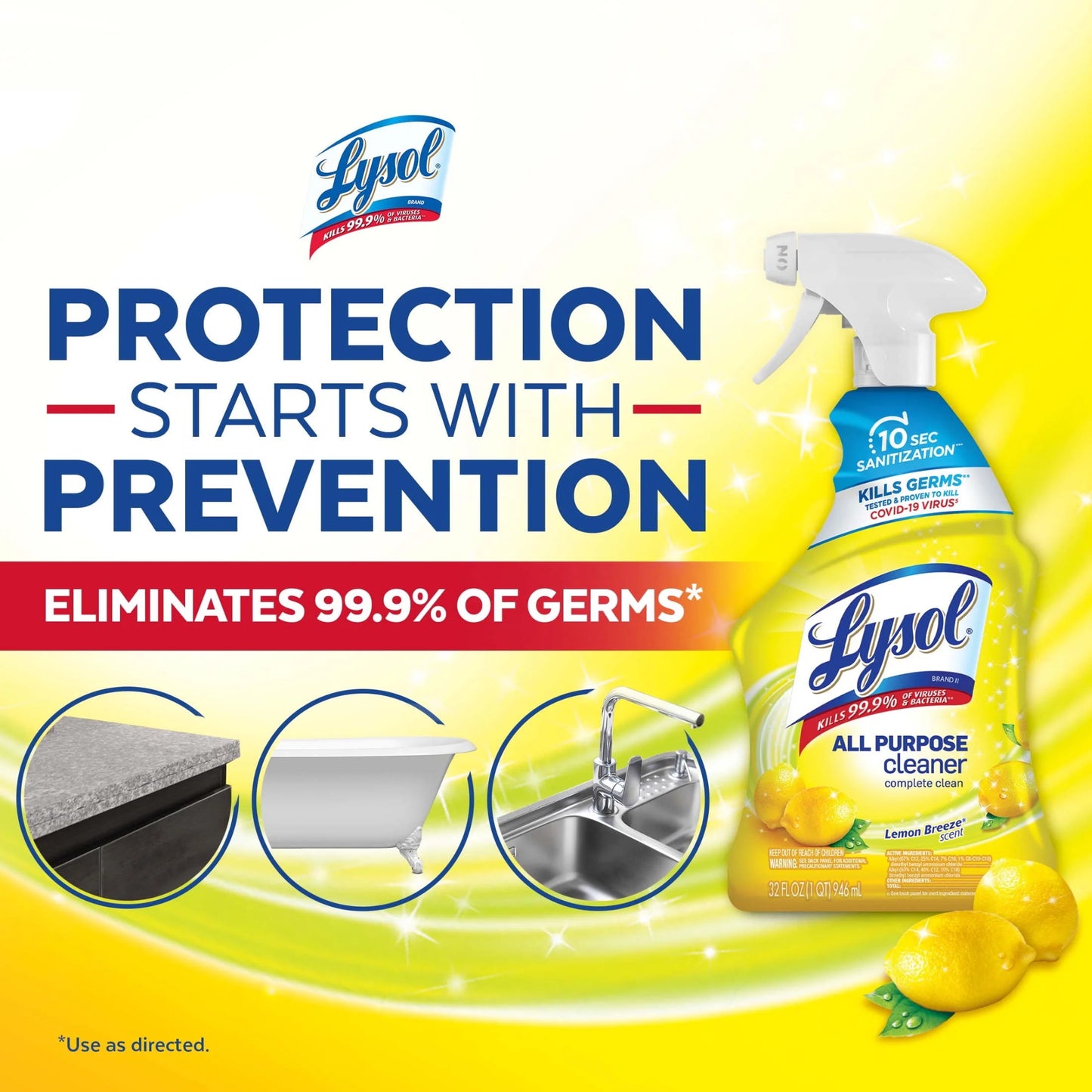®, All-Purpose Cleaner, Sanitizing and Disinfecting Spray, Lemon Breeze Scent, 32 Oz, Bottle